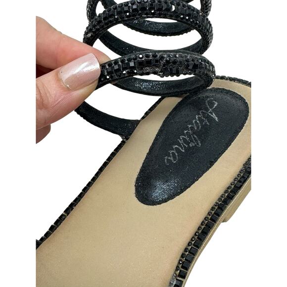 Atalina black rhinestones flat gladiator sandals size 11 - Picture 7 of 15